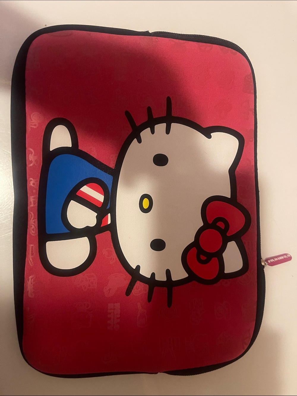 Hello Kitty Pink and Blue Neoprene Tablet Sleeve with Red Bow